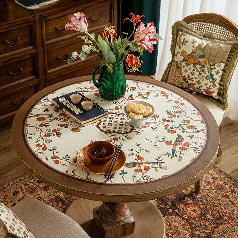 Chinoiserie Mid-Centry Modern Wash-free Round Table Mat - SinoCultural -- TM013A50