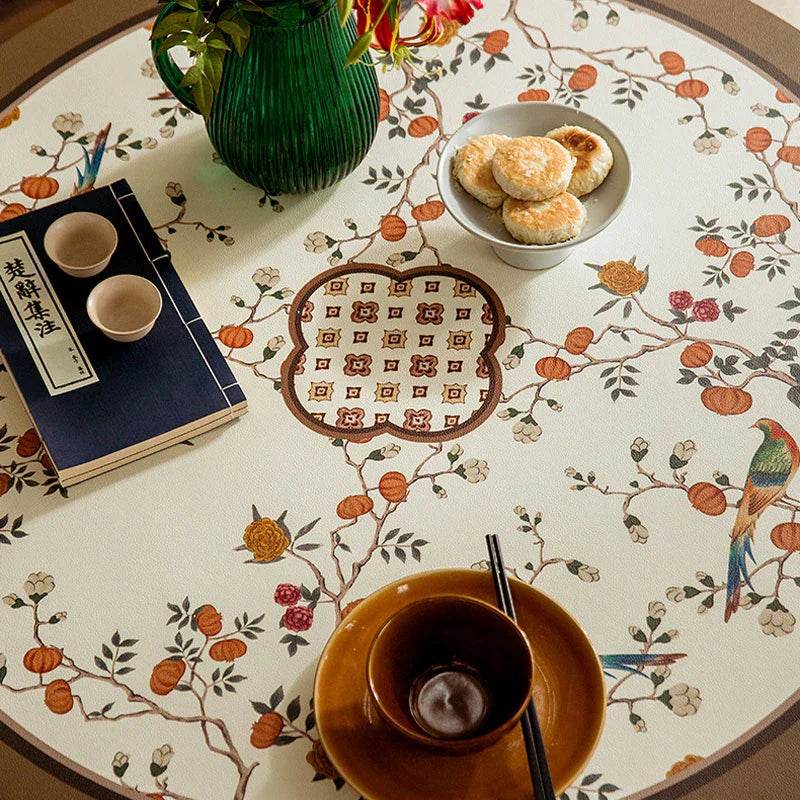 Chinoiserie Mid-Centry Modern Wash-free Round Table Mat - SinoCultural -- TM013A50