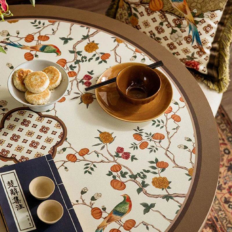 Chinoiserie Mid-Centry Modern Wash-free Round Table Mat - SinoCultural -- TM013A50