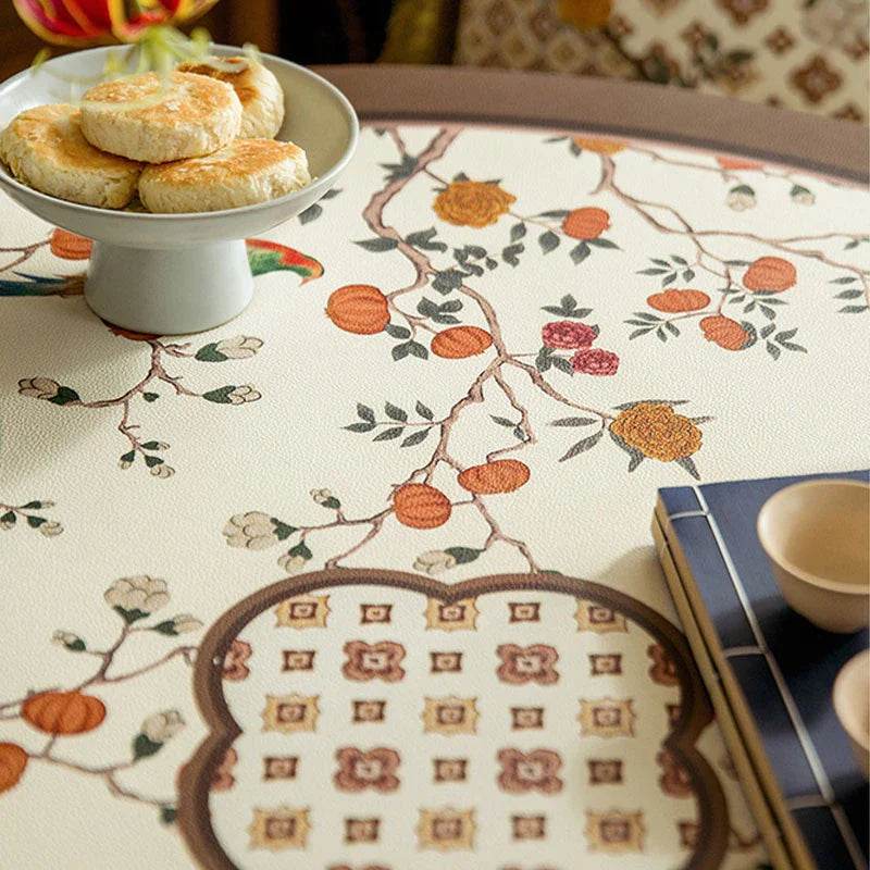 Chinoiserie Mid-Centry Modern Wash-free Round Table Mat - SinoCultural -- TM013A50