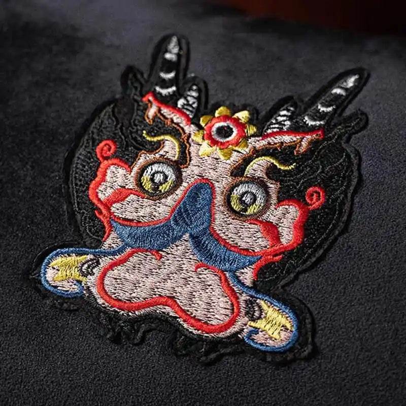Chinoiserie Handmade Embroidery Velvet Lumbar Pillow Original Dragon - SinoCultural -- SJZBZ00101