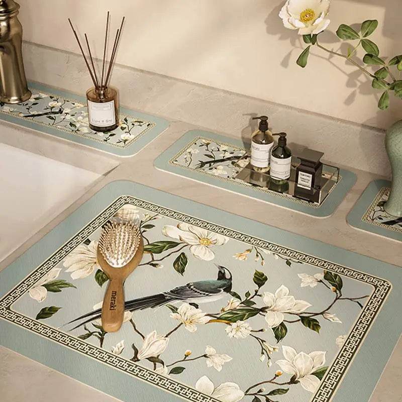 Chinoiserie Kitchen & Bathroom Counter Leather Placemat - SinoCultural -- TM047A1414 -