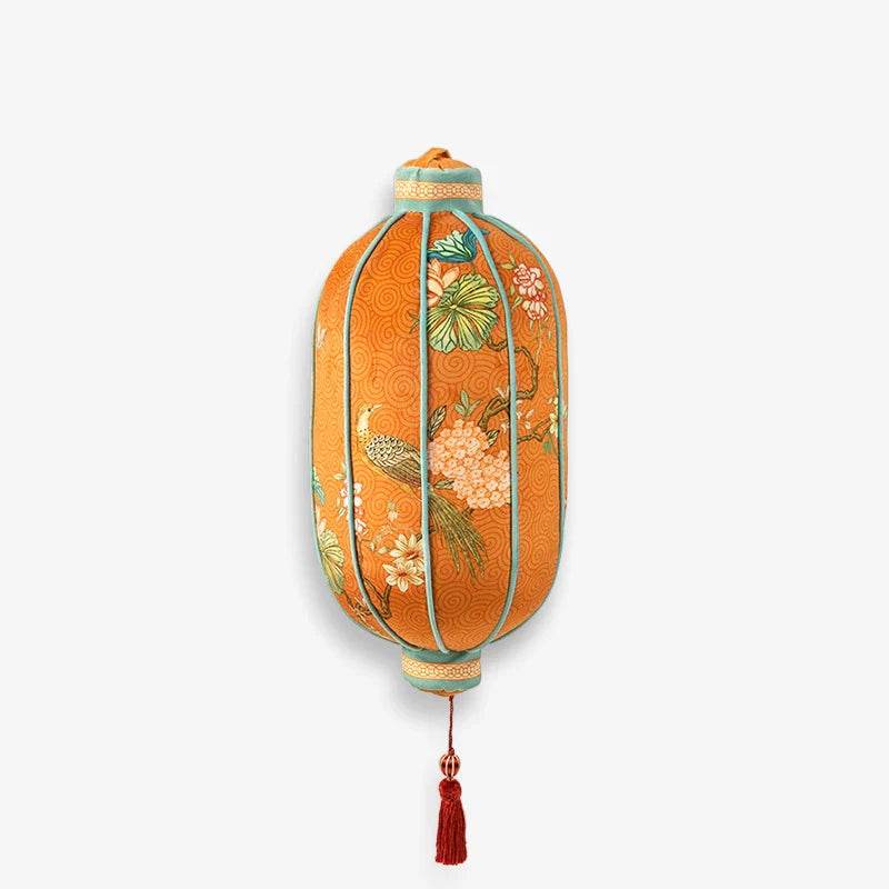 Chinoiserie Lantern-Shaped Throw Pillow Orange Hydrangea Dream - SinoCultural -- SJZBZ029A01 -