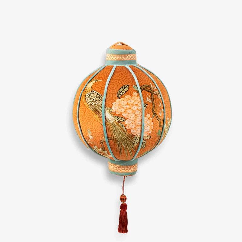 Chinoiserie Lantern-Shaped Throw Pillow Orange Hydrangea Dream - SinoCultural -- SJZBZ029A01 -