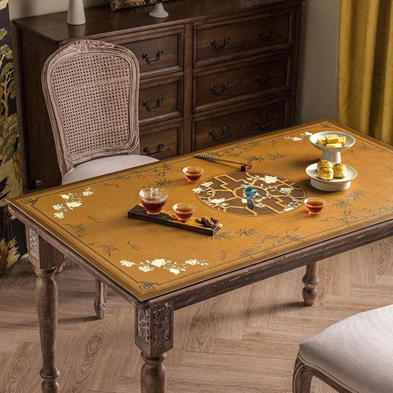 Chinoiserie Leather Waterproof Oil-proof Dining Table Mat - SinoCultural -- TM012A6060 -