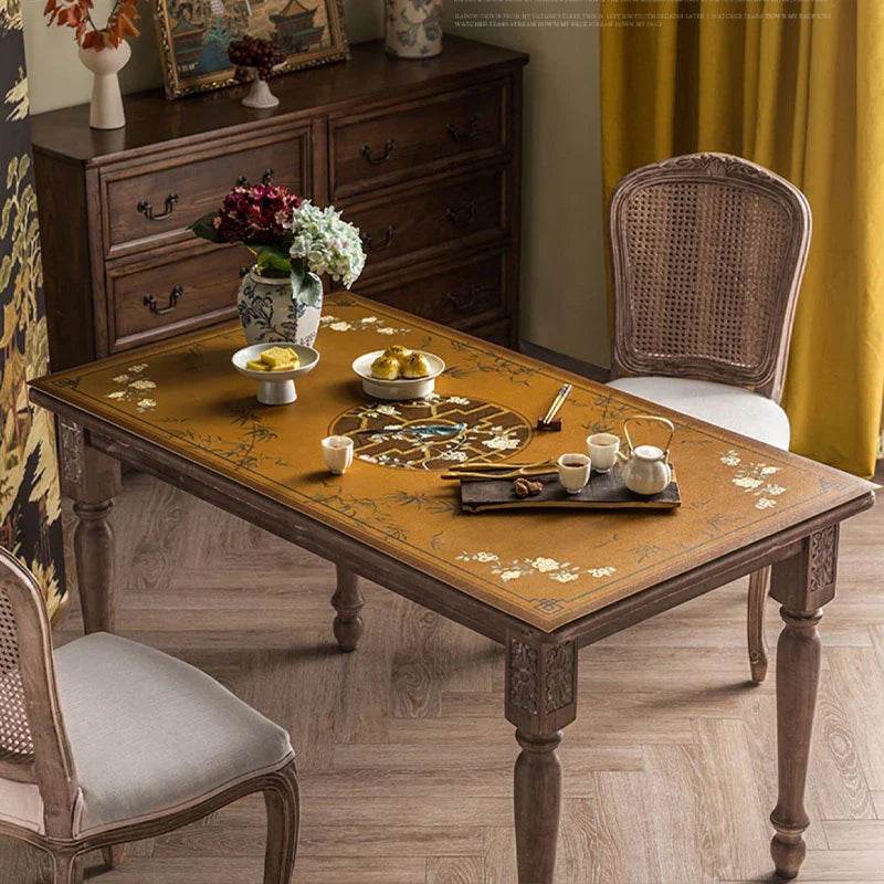 Chinoiserie Leather Waterproof Oil-proof Dining Table Mat - SinoCultural -- TM012A6060 -