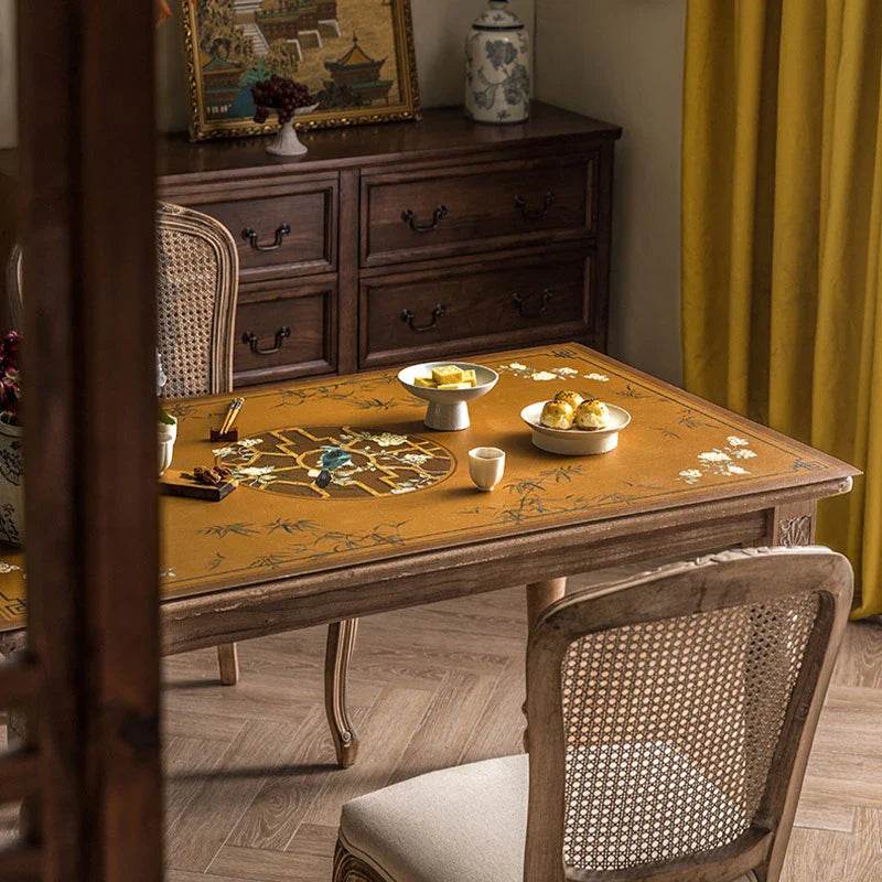 Chinoiserie Leather Waterproof Oil-proof Dining Table Mat - SinoCultural -- TM012A6060 -