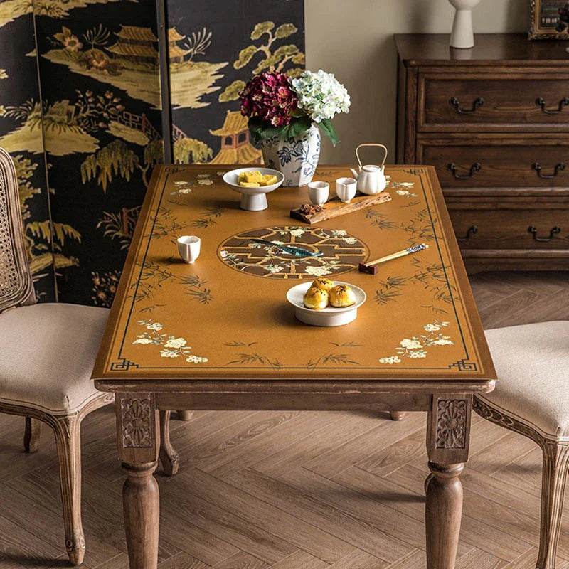 Chinoiserie Leather Waterproof Oil-proof Dining Table Mat - SinoCultural -- TM012A6060 -