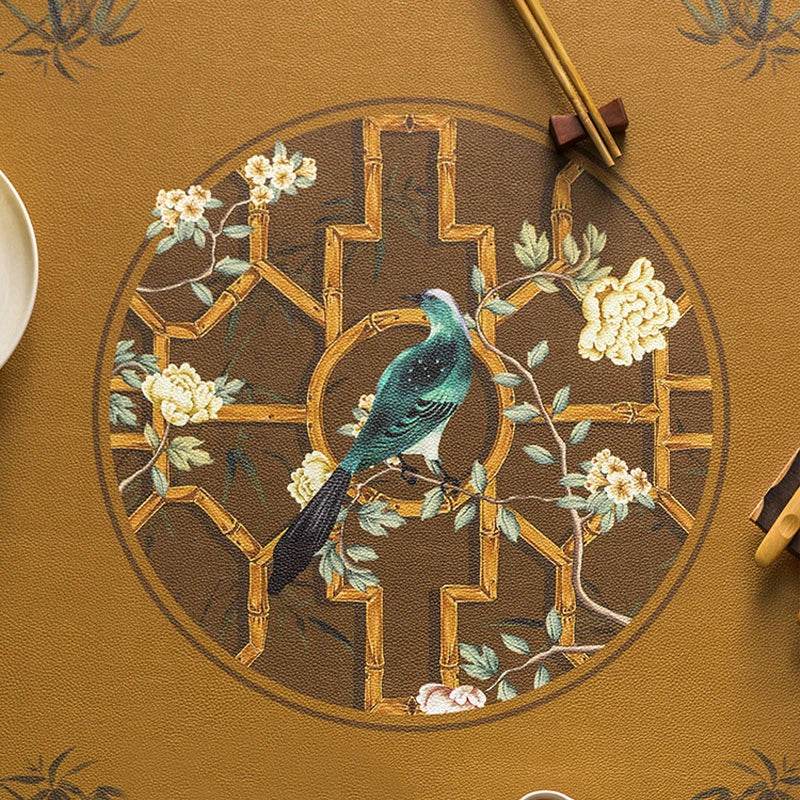 Chinoiserie Leather Waterproof Oil-proof Dining Table Mat - SinoCultural -- TM012A6060 -