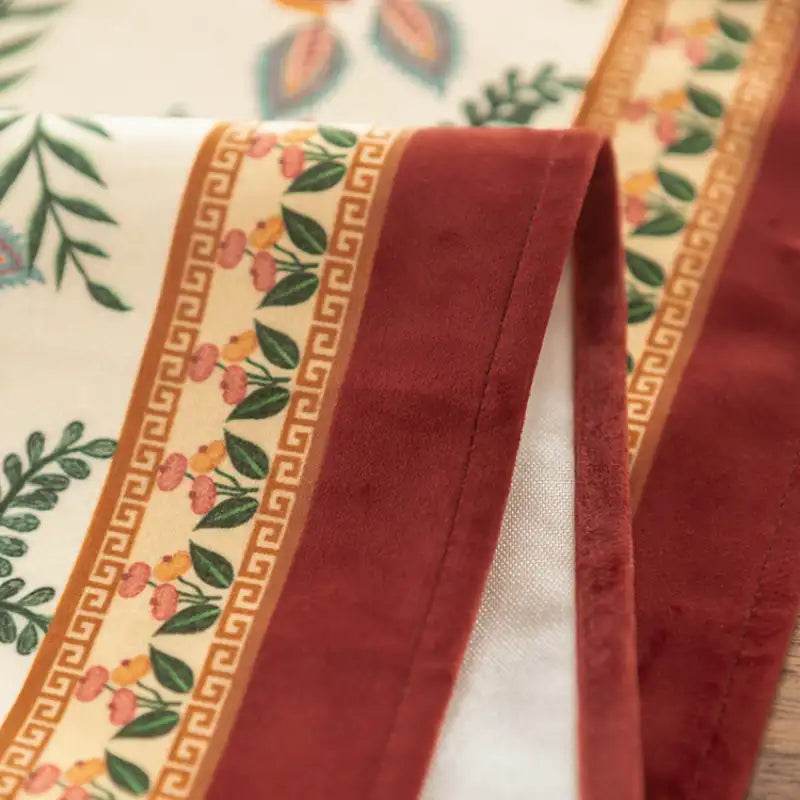 Chinoiserie Luxury Plush Rectangular Beige Tablecloth - SinoCultural -- TC012W85