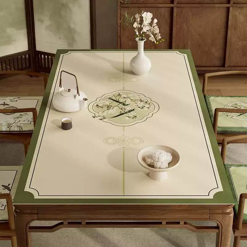 Chinoiserie Luxury Spring Leather Table Mat Waterproof & Heat-Resistant - SinoCultural -- TM055A6060