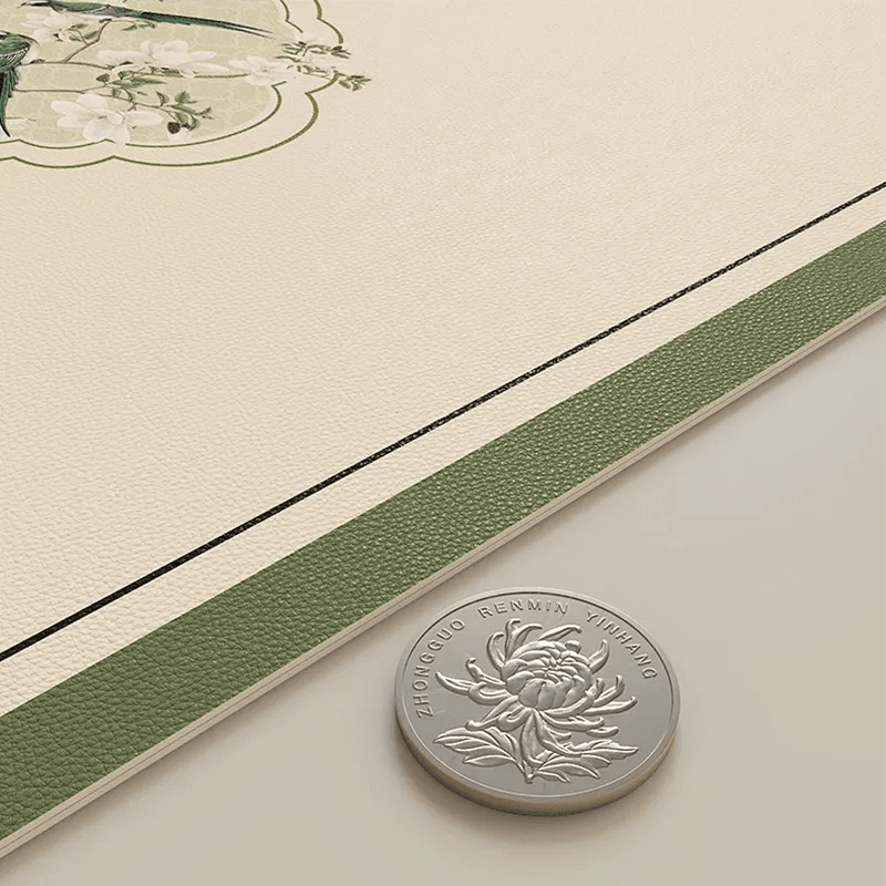 Chinoiserie Luxury Spring Leather Table Mat Waterproof & Heat-Resistant - SinoCultural -- TM055A6060