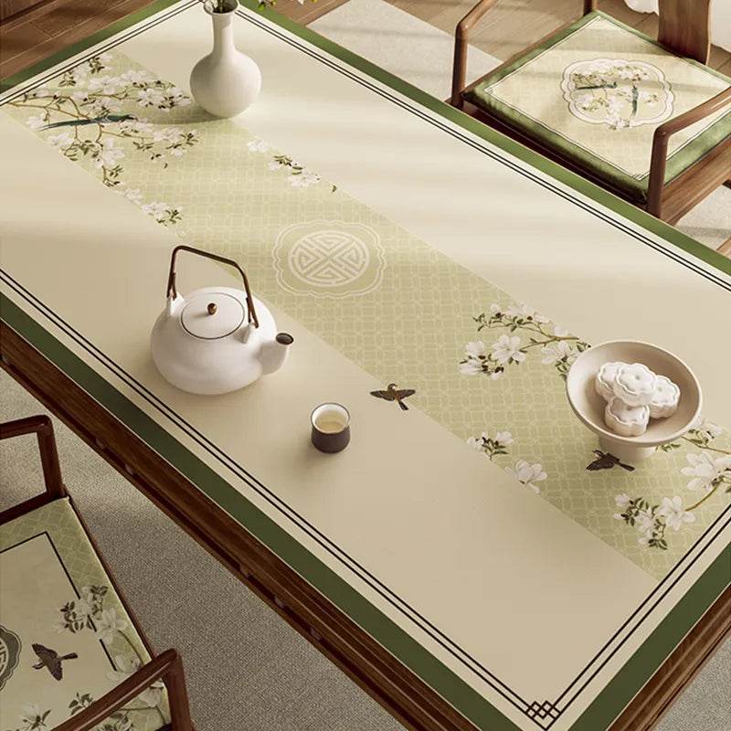 Chinoiserie Luxury Spring Leather Table Mat Waterproof & Heat-Resistant - SinoCultural -- TM055A6060