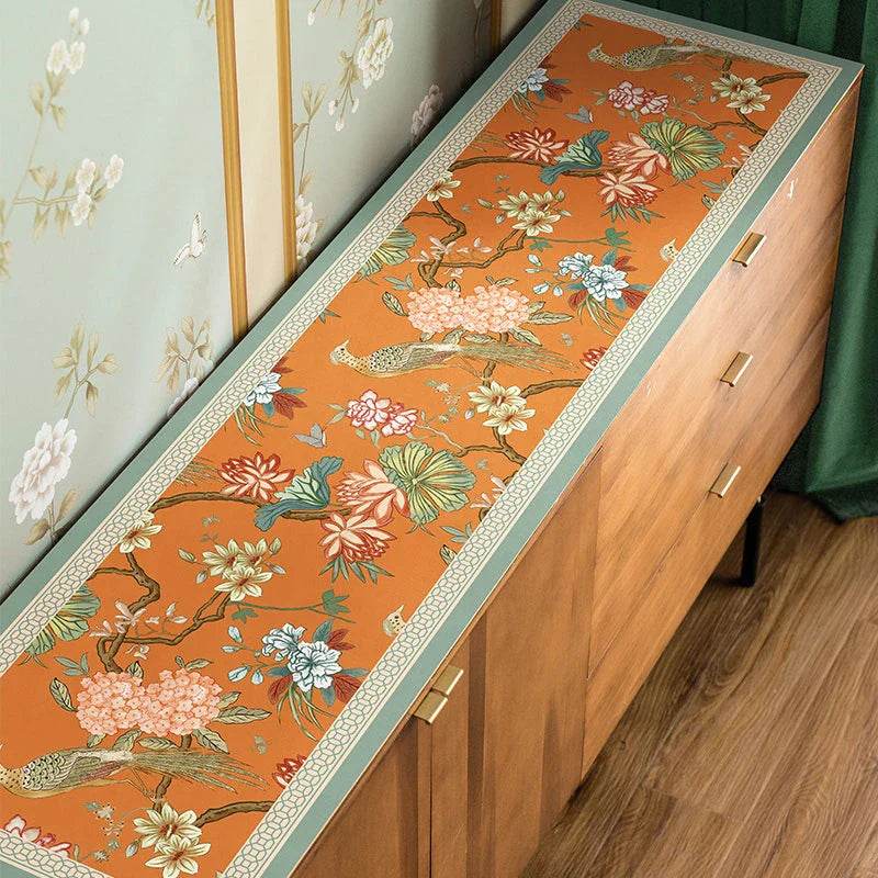 Chinoiserie Mountain Hydrangea Leather TV Table Mat - SinoCultural -- TM004A3090