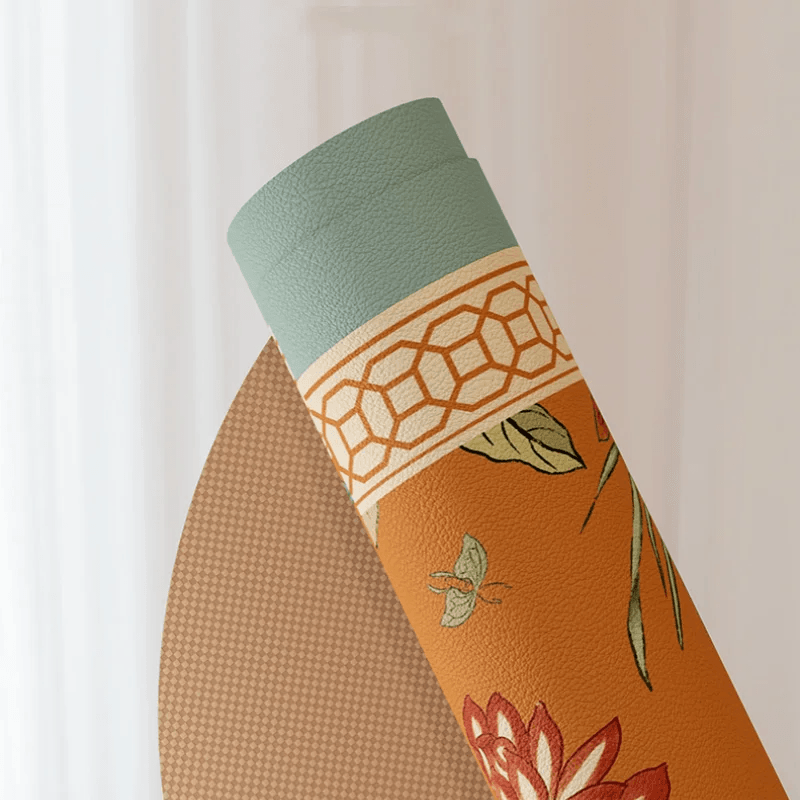Chinoiserie Orange Bathroom Mat Anti-Slip Fan-Shaped Rug - SinoCultural -- LZ007A80