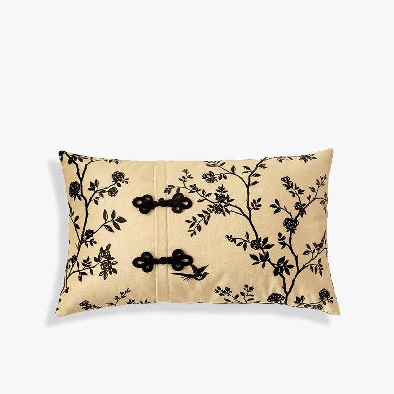 Chinoiserie Original Flower Throw Pillow Cushion Vintage Ink Blossom - SinoCultural -- SJZBZ019C01