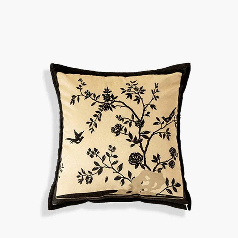 Chinoiserie Original Flower Throw Pillow Cushion Vintage Ink Blossom - SinoCultural -- SJZBZ019C01