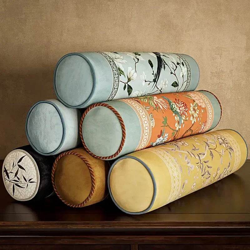 Chinoiserie Original Flowers Bolster Pillow - SinoCultural -- SJZBZ026A01