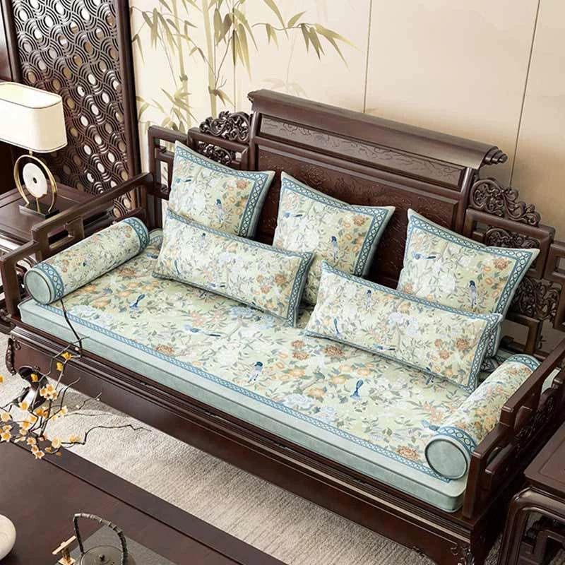 Chinoiserie Original Flowers Bolster Pillow - SinoCultural -- SJZBZ026A01