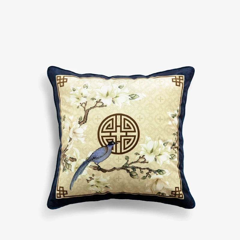 Chinoiserie Original Flowers and Birds Throw Pillow - SinoCultural -- SJZBZ042A01 -