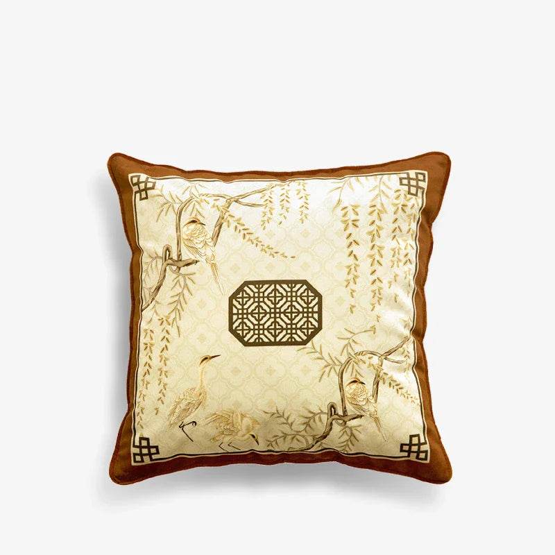 Chinoiserie Original Flowers and Birds Throw Pillow - SinoCultural -- SJZBZ042A01 -