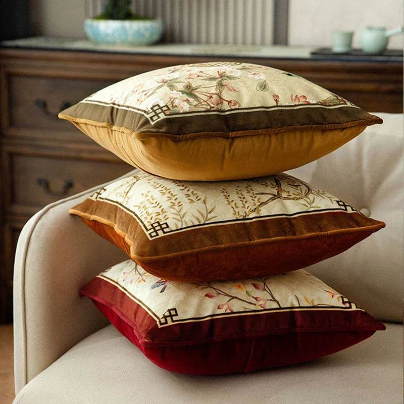 Chinoiserie Original Flowers and Birds Throw Pillow - SinoCultural -- SJZBZ042A01