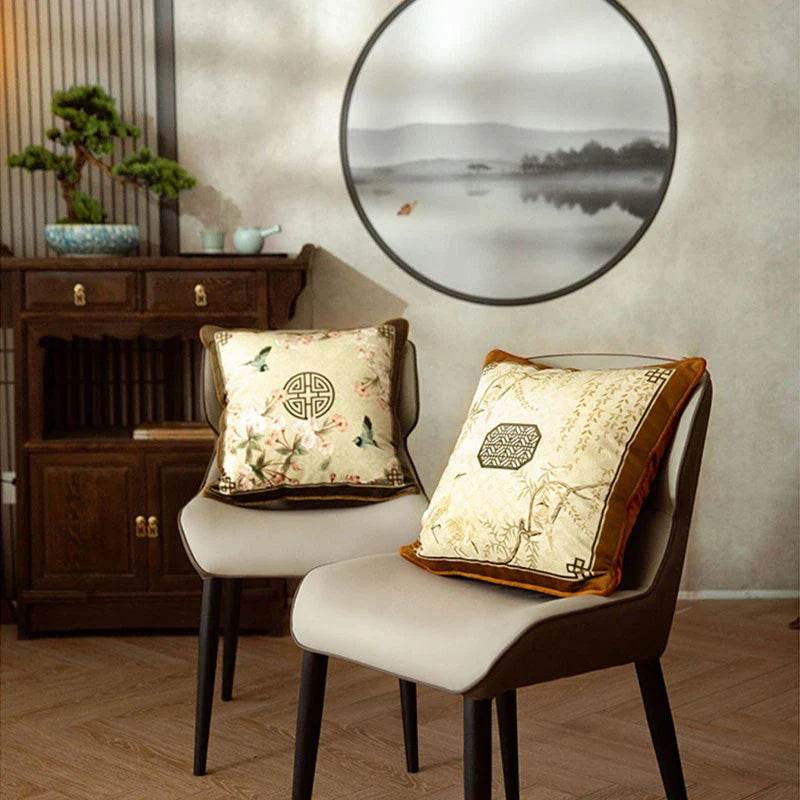 Chinoiserie Original Flowers and Birds Throw Pillow - SinoCultural -- SJZBZ042A01 -
