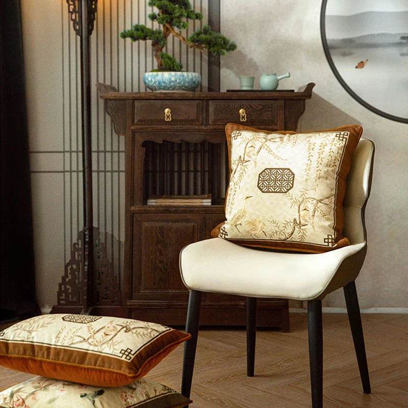 Chinoiserie Original Flowers and Birds Throw Pillow - SinoCultural -- SJZBZ042A01 -