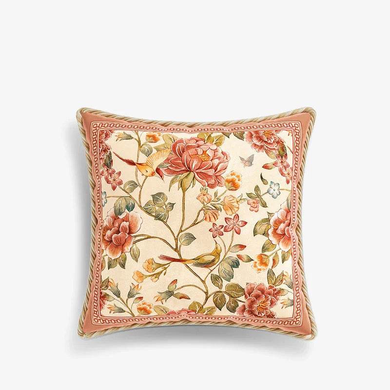 Chinoiserie Original Flowers and Birds Powder Pink Throw Pillow - SinoCultural -- SJZBZ055A01