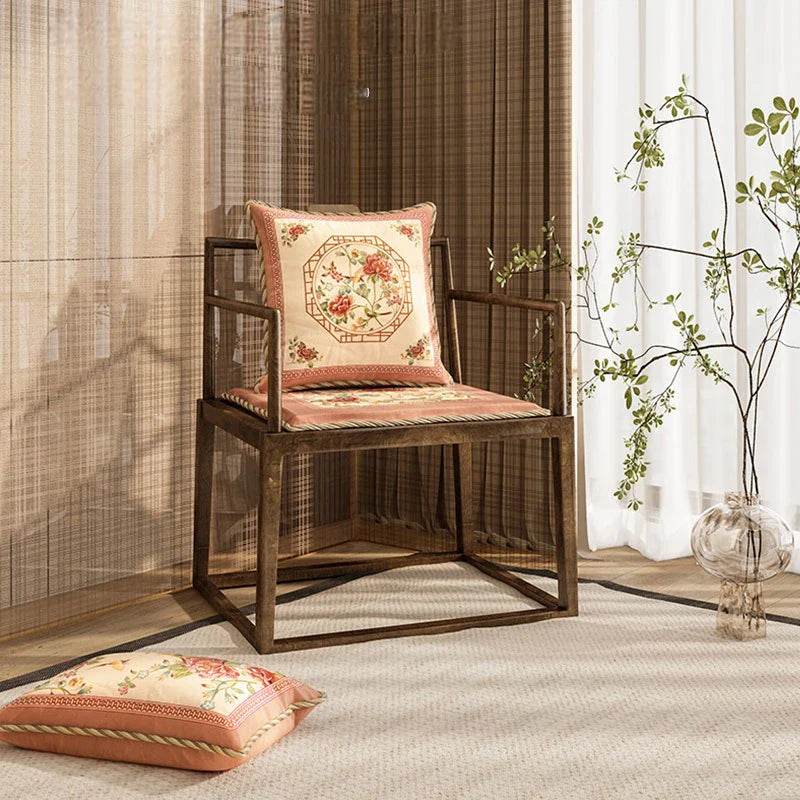 Chinoiserie Original Flowers and Birds Powder Pink Throw Pillow - SinoCultural -- SJZBZ055A01