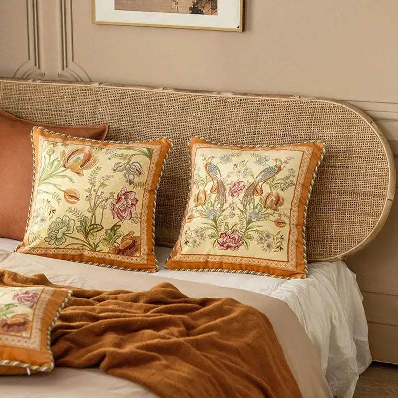 Chinoiserie Original Flowers and Birds Throw Pillow - SinoCultural -- SJZBZ059A01