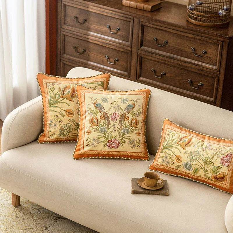 Chinoiserie Original Flowers and Birds Throw Pillow - SinoCultural -- SJZBZ059A01