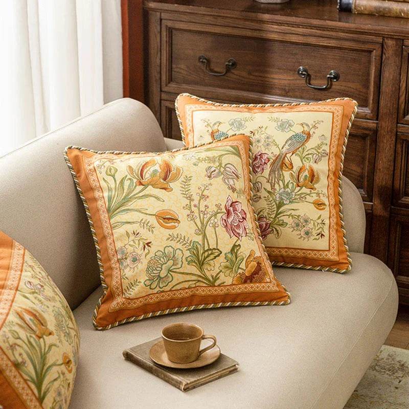 Chinoiserie Original Flowers and Birds Throw Pillow - SinoCultural -- SJZBZ059A01