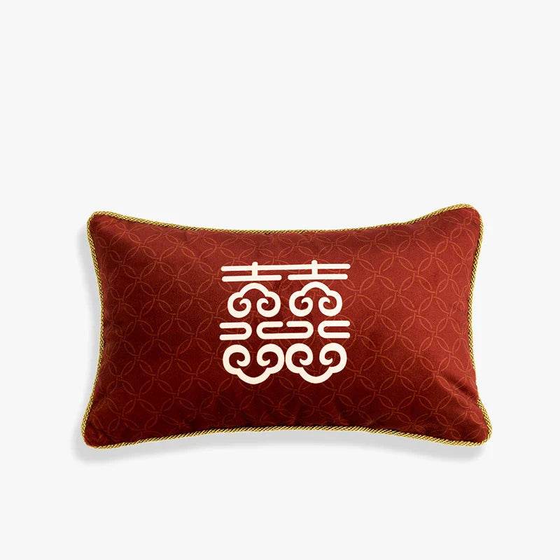 Chinoiserie Original Joyful Red Wedding Celebration Pillow - SinoCultural -- SJZBZ057A01 -