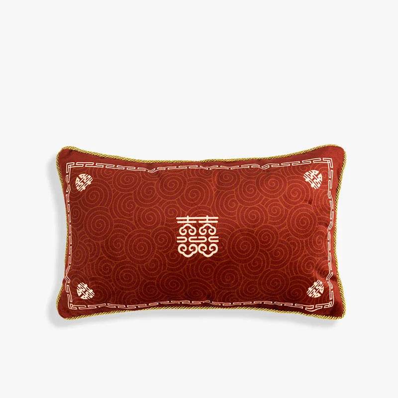 Chinoiserie Original Joyful Red Wedding Celebration Pillow - SinoCultural -- SJZBZ057A01 -