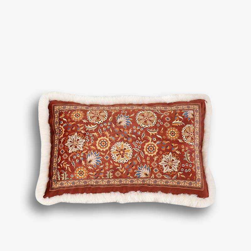 Chinoiserie Original Short Plush Throw Pillow Joyful Red Celebration - SinoCultural -- SJZBZ022RD01