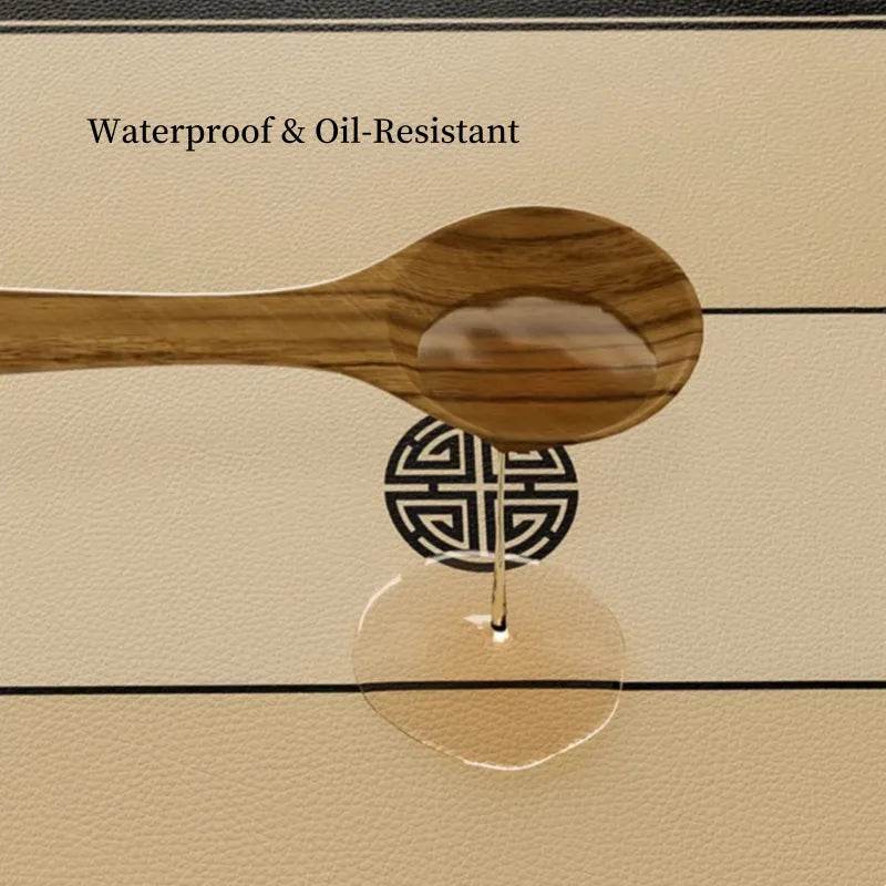 Chinoiserie Pine Crane Premium Leather Round Table Placemat - SinoCultural -- TM040A50