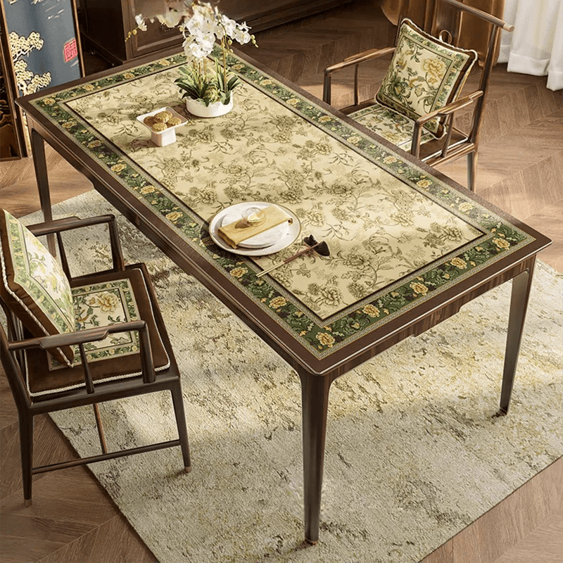 Chinoiserie Retro Leather Table Mat Waterproof Oil Proof Heat Resistant - SinoCultural -- TM056A6060 -