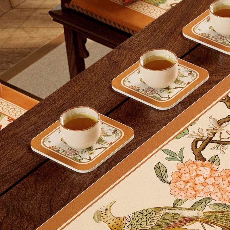Chinoiserie Retro Spring Floral Tea Table Drying Mat - SinoCultural -- TM008A15