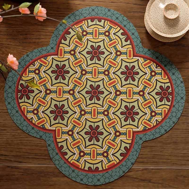 2-Piece Chinoiserie Retro Washable Custom Coffee Coasters Table Mat - SinoCultural -- TM046A40