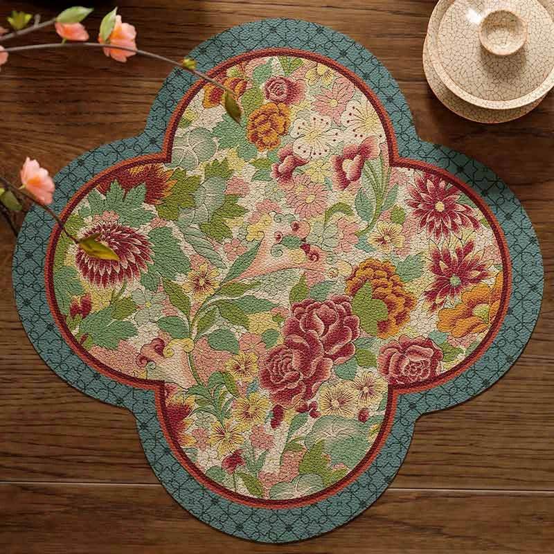 2-Piece Chinoiserie Retro Washable Custom Coffee Coasters Table Mat - SinoCultural -- TM046A40
