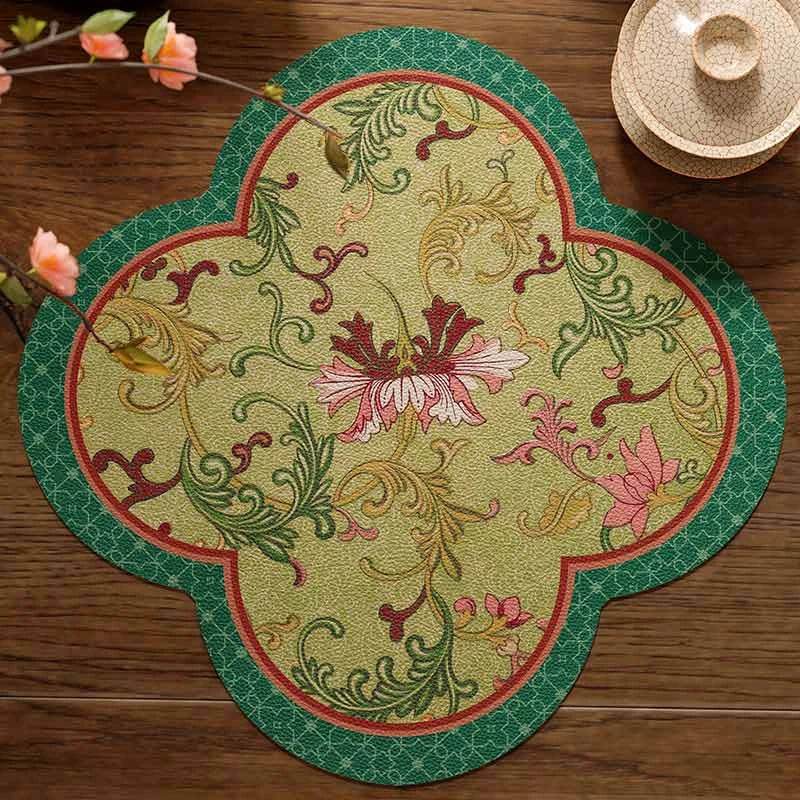 2-Piece Chinoiserie Retro Washable Custom Coffee Coasters Table Mat - SinoCultural -- TM046A40