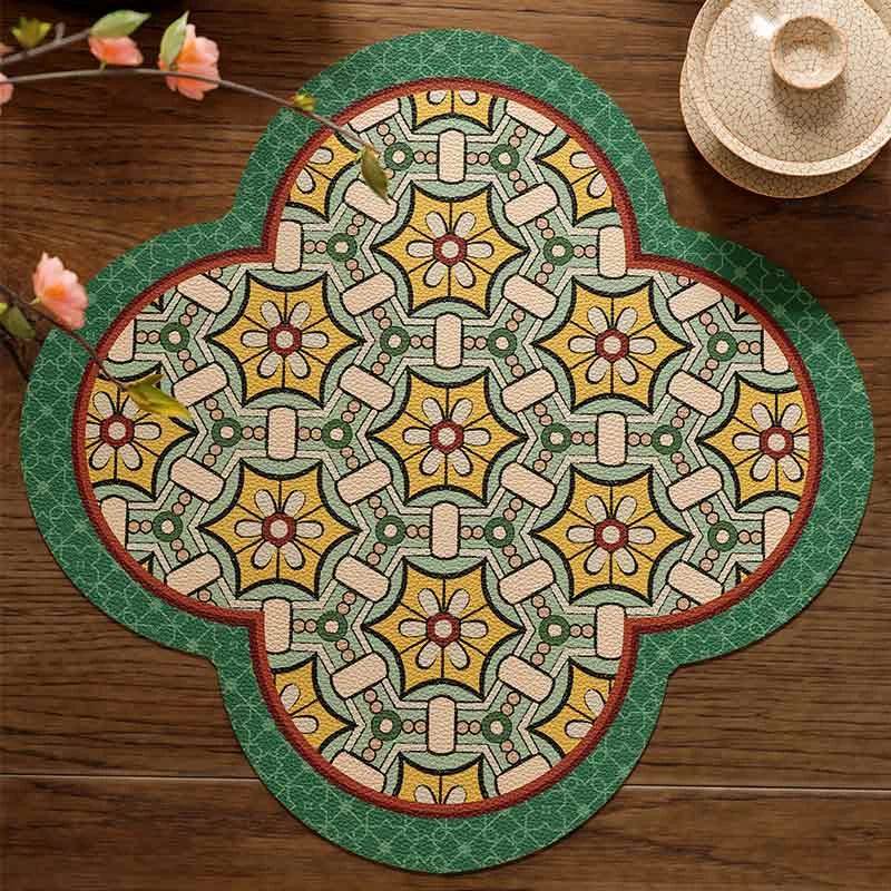 2-Piece Chinoiserie Retro Washable Custom Coffee Coasters Table Mat - SinoCultural -- TM046A40