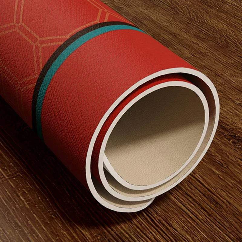 Chinoiserie Royal Red Festive Leather Tea Table Mat - SinoCultural -- TM039A15 -