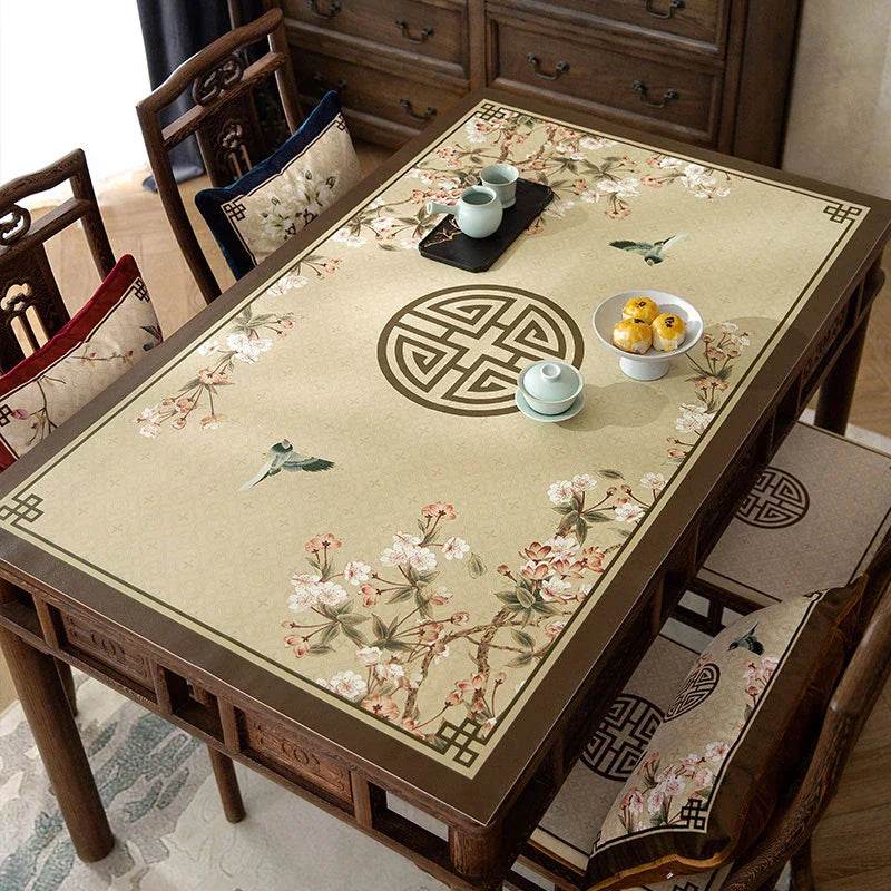 Chinoiserie Springtime Floral and Bird Classical Table Mat - SinoCultural -- TM019A6060 -