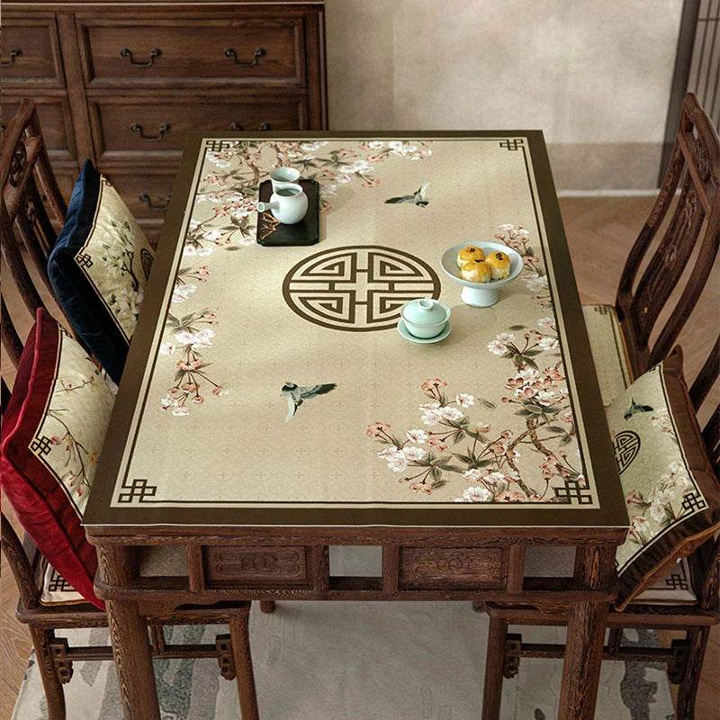 Chinoiserie Springtime Floral and Bird Classical Table Mat - SinoCultural -- TM019A6060 -
