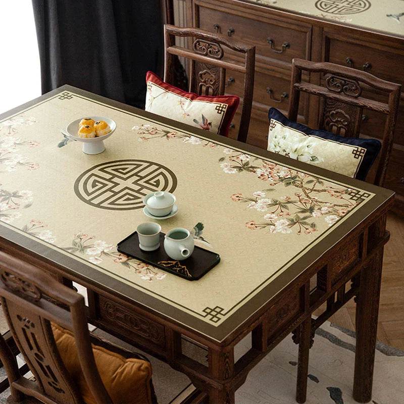 Chinoiserie Springtime Floral and Bird Classical Table Mat - SinoCultural -- TM019A6060 -