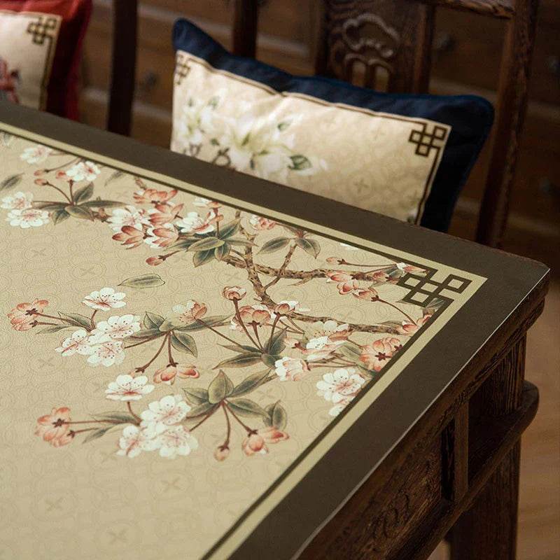 Chinoiserie Springtime Floral and Bird Classical Table Mat - SinoCultural -- TM019A6060 -