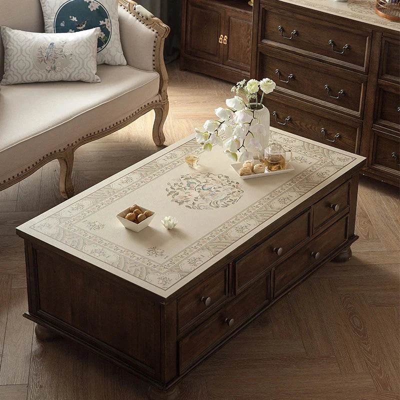 Chinoiserie Stain Resistant Leather Coffee Table Mat - SinoCultural -- TM016A4060 -