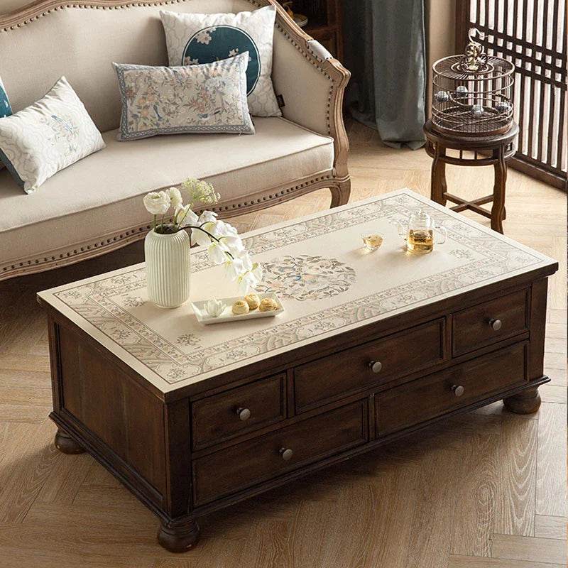 Chinoiserie Stain Resistant Leather Coffee Table Mat - SinoCultural -- TM016A4060 -